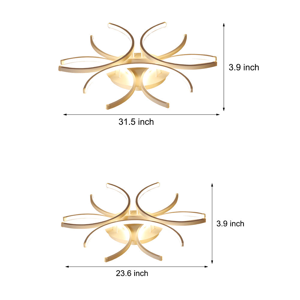Simple Semi-Circle Lines Flower LED Dimmable Modern