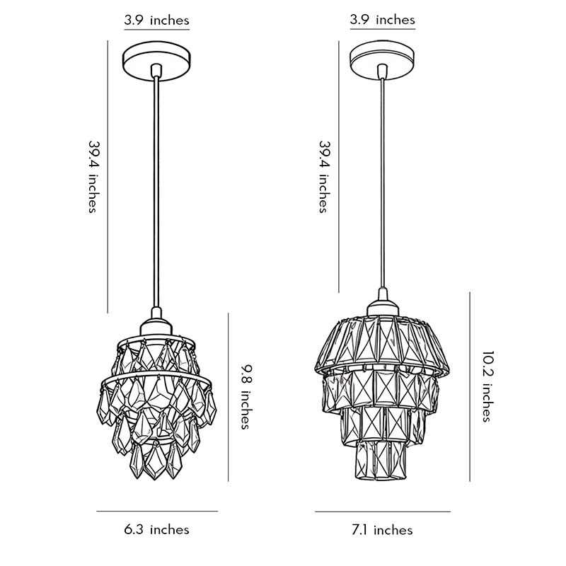 Open-Box Mini Crystal Pendant Light Modern Metal Ceiling