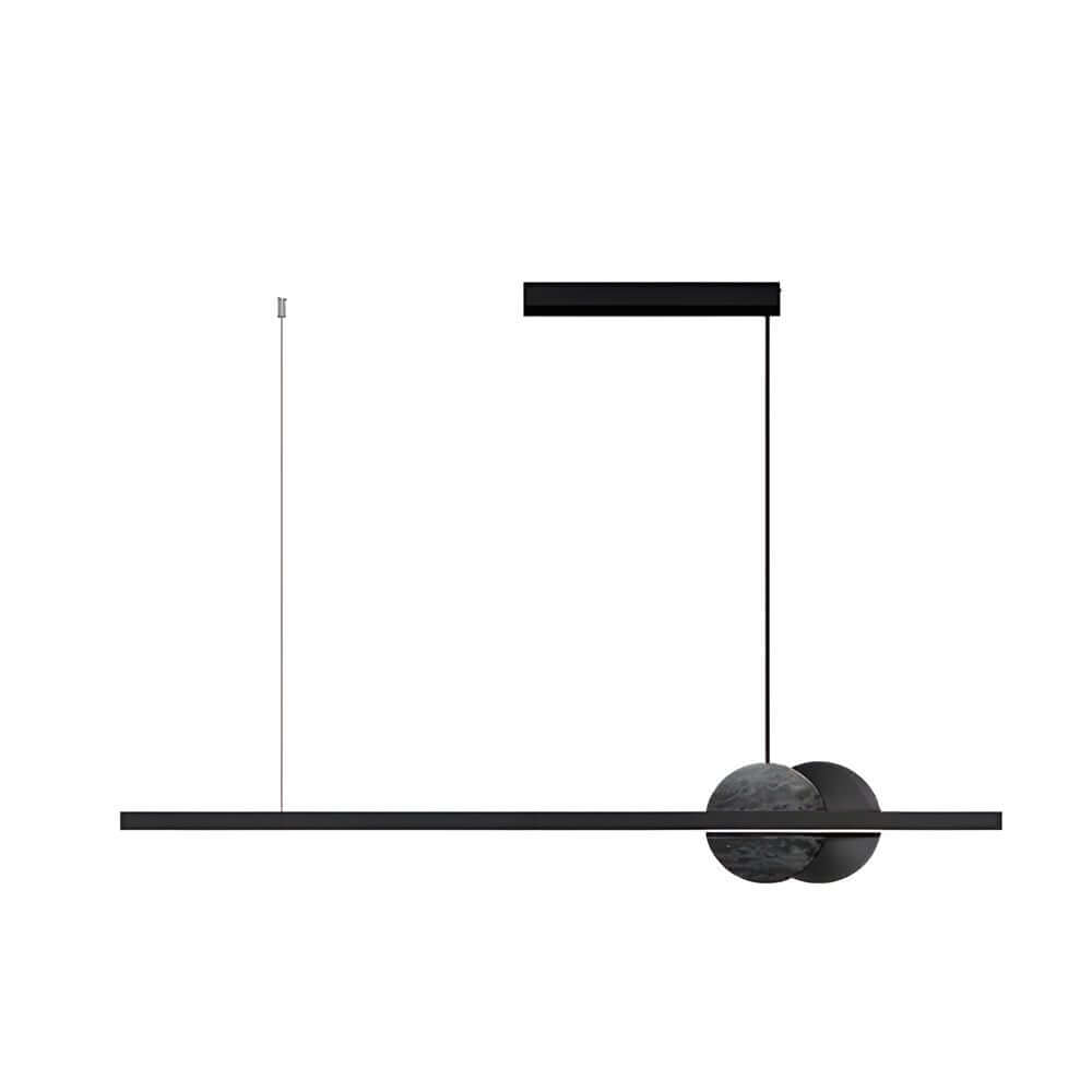 Open-Box Black Linear Round Marble LED Pendant Light