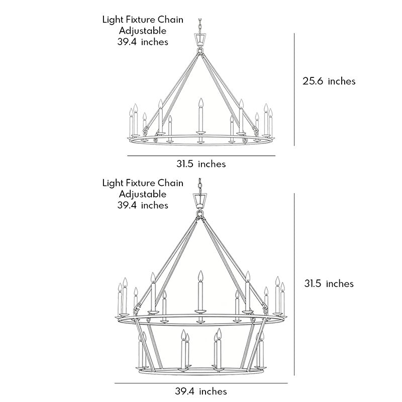 Candles Chandelier American Retro Style Metal Ceiling Light