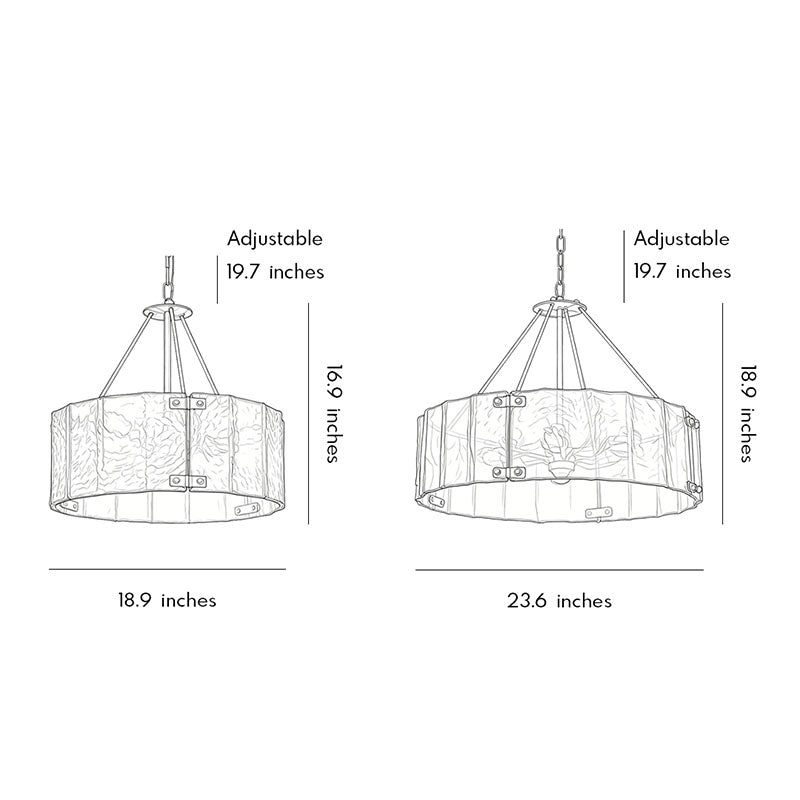 Modern Drum Chandelier Luxury Ripple Glass Ceiling Light