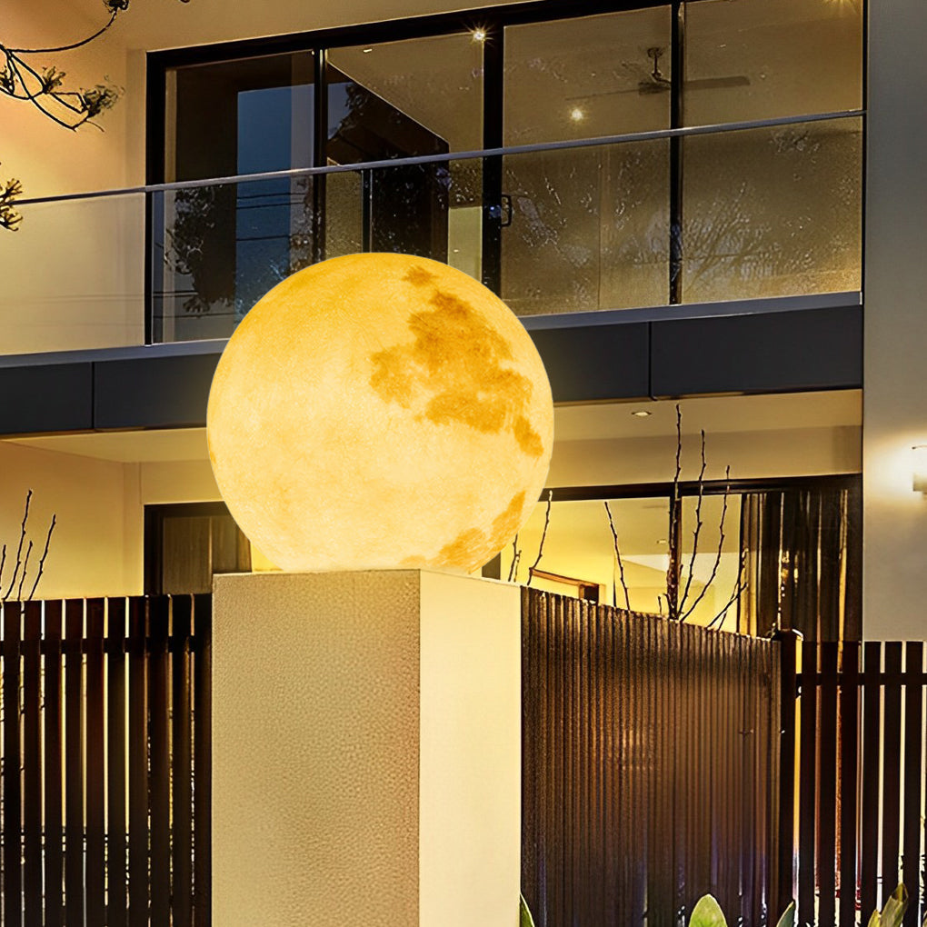 Open-Box Moon-Shaped Stone Pillar Light Outdoor Decorative