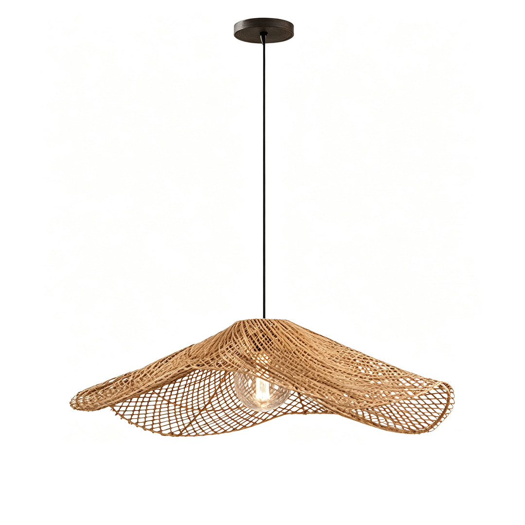 Rattan Pendant Light Fixture Wabi-Sabi Handwoven