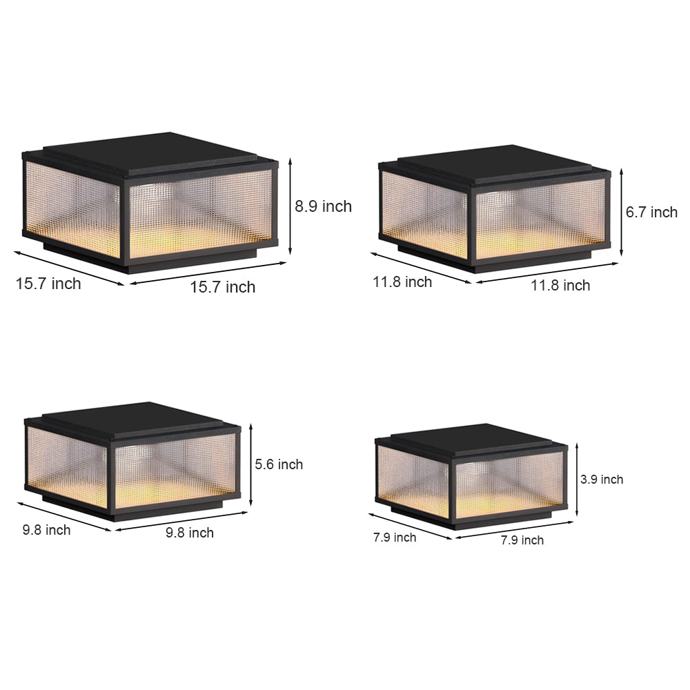 Open-Box Outdoor Pillar Light Fixtures Cast Aluminum Square