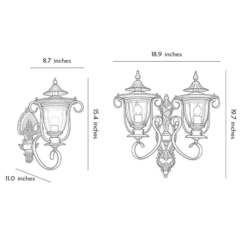 Copper Outdoor Wall Sconces European Vintage Waterproof Light