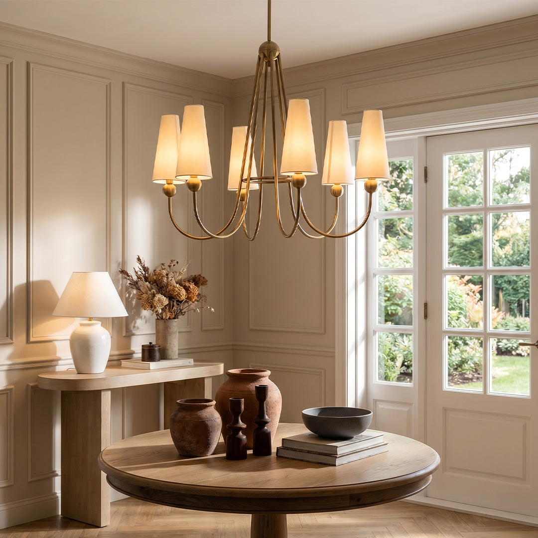 Vintage Solid Brass Chandelier American Fabric