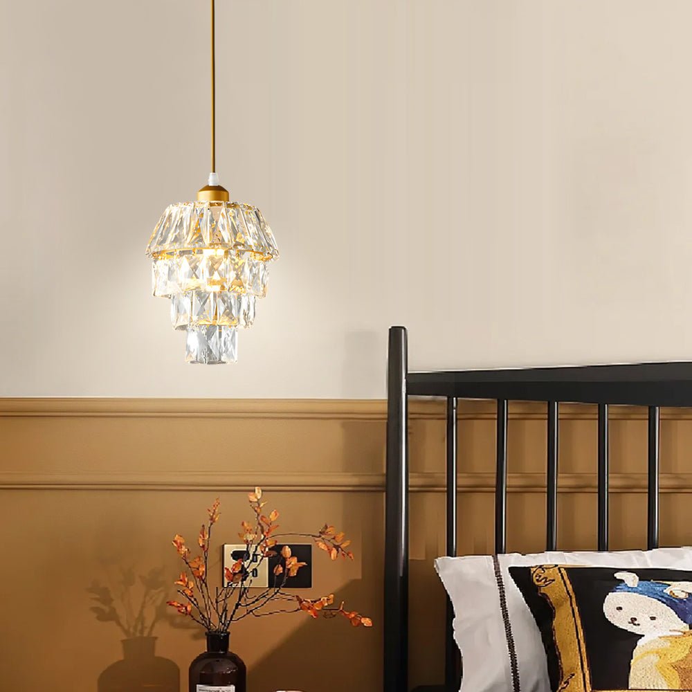 Open-Box Mini Crystal Pendant Light Modern Metal Ceiling
