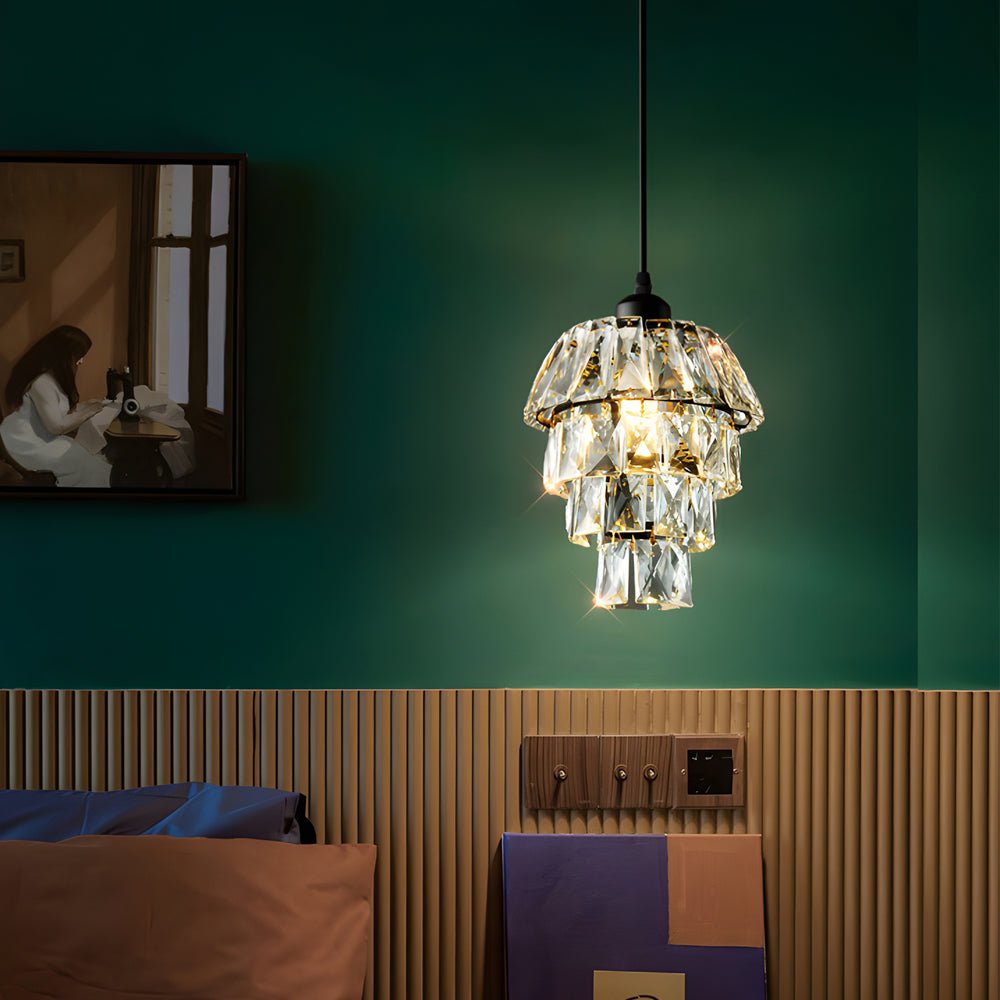 Open-Box Mini Crystal Pendant Light Modern Metal Ceiling