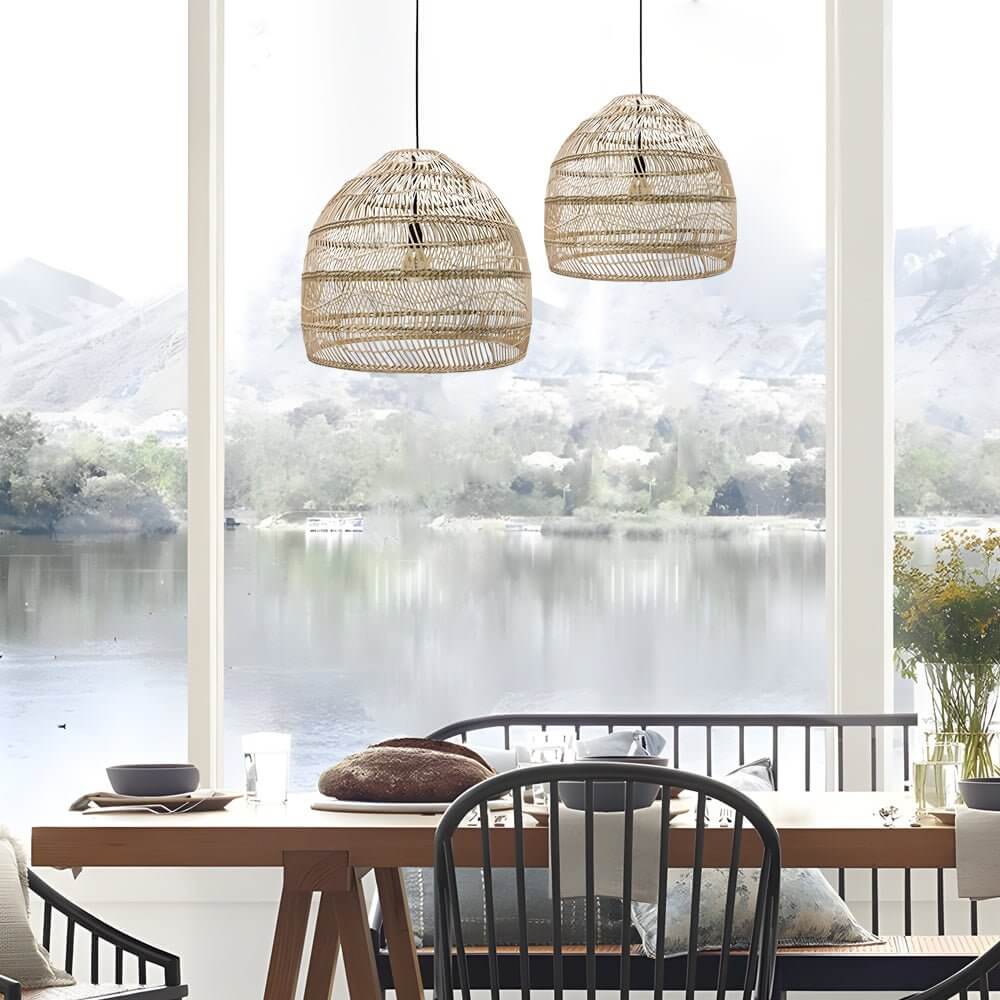 Open-Box 15.7-/19.7-Inch W Rattan Woven Dome Pendant Light