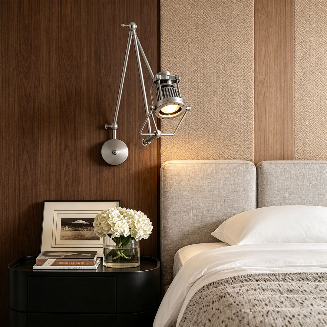 Nickel Swing Arm Sconce Industrial Adjustable LED