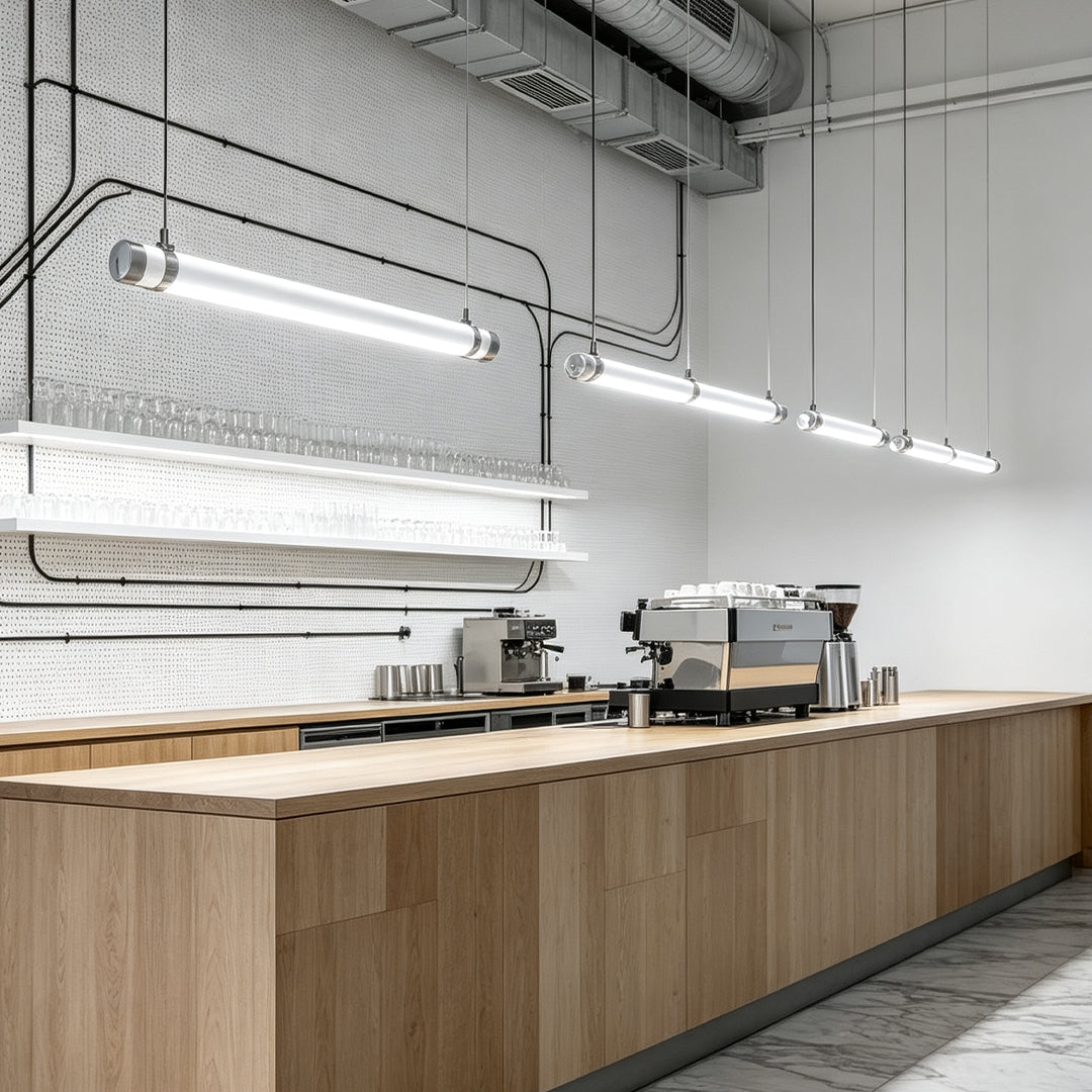 Round Linear Pendant Light LED Metal Integrated