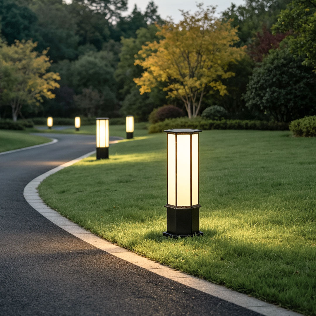 Bollard Solar Light Modern Metal Outdoor Landscape