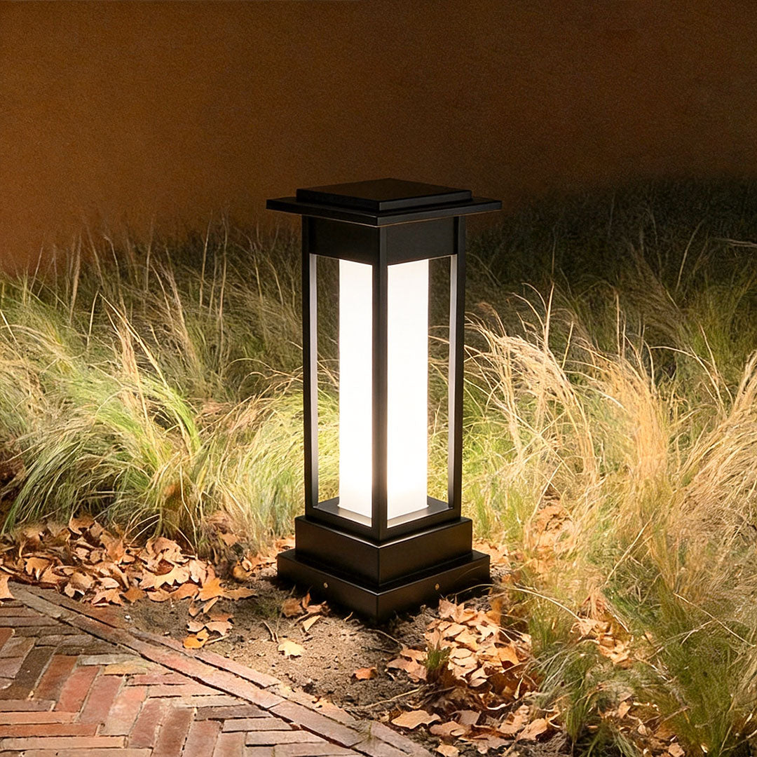 Black Bollard Light Outdoor Waterproof Garden