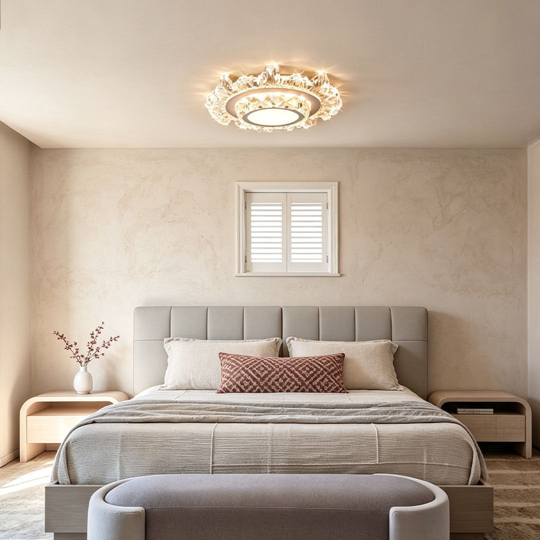 Modern White Flush Mount Light Crystal Ceiling Light