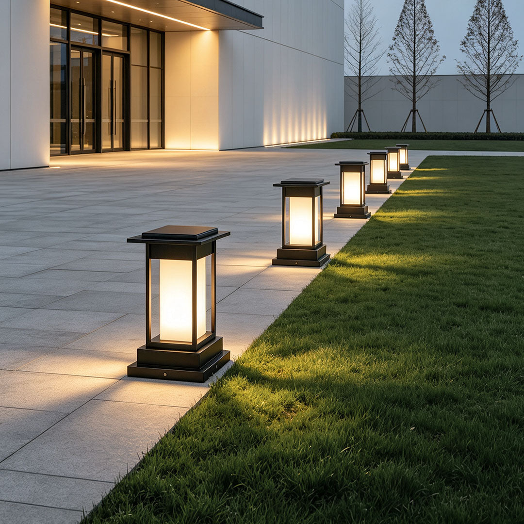 Black Bollard Light Outdoor Waterproof Garden