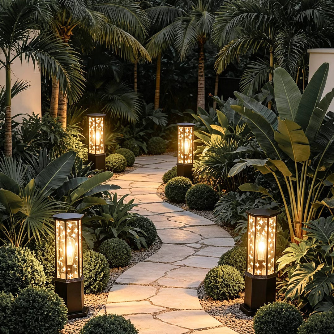 Bollard Solar Light Modern Metal Outdoor Landscape