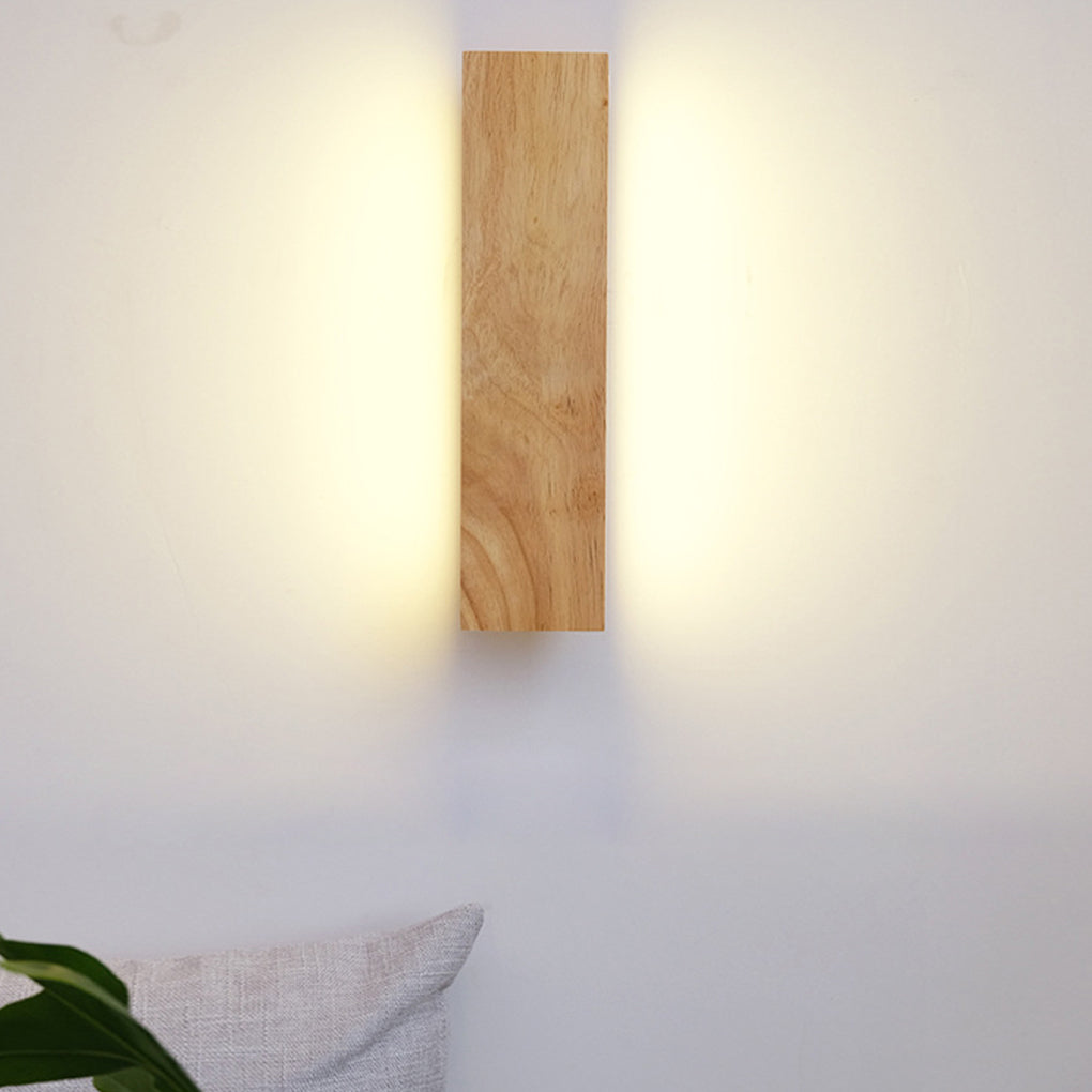 Rotatable Minimalist Rectangular Wood Led Wall Lamp