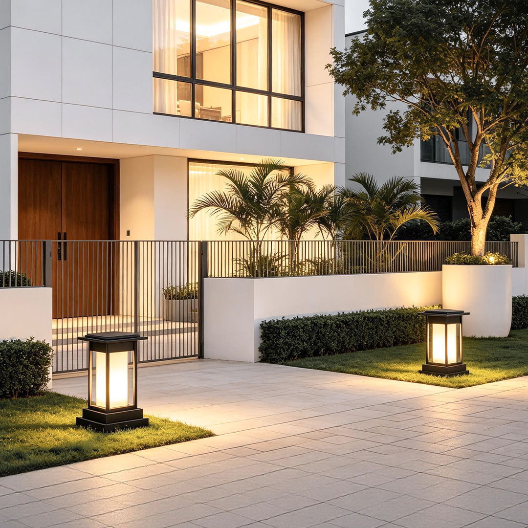 Black Bollard Light Outdoor Waterproof Garden