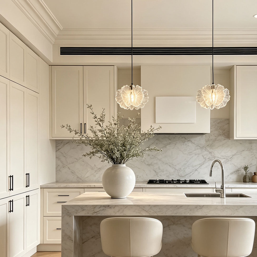 Petal Pendant Light French Cream-Style Adjustable
