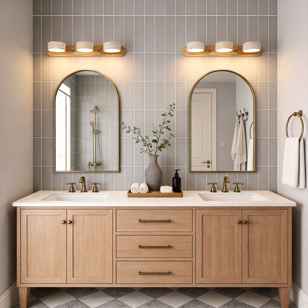 Vanity Bar Light Sconce Japanese Vintage Travertine