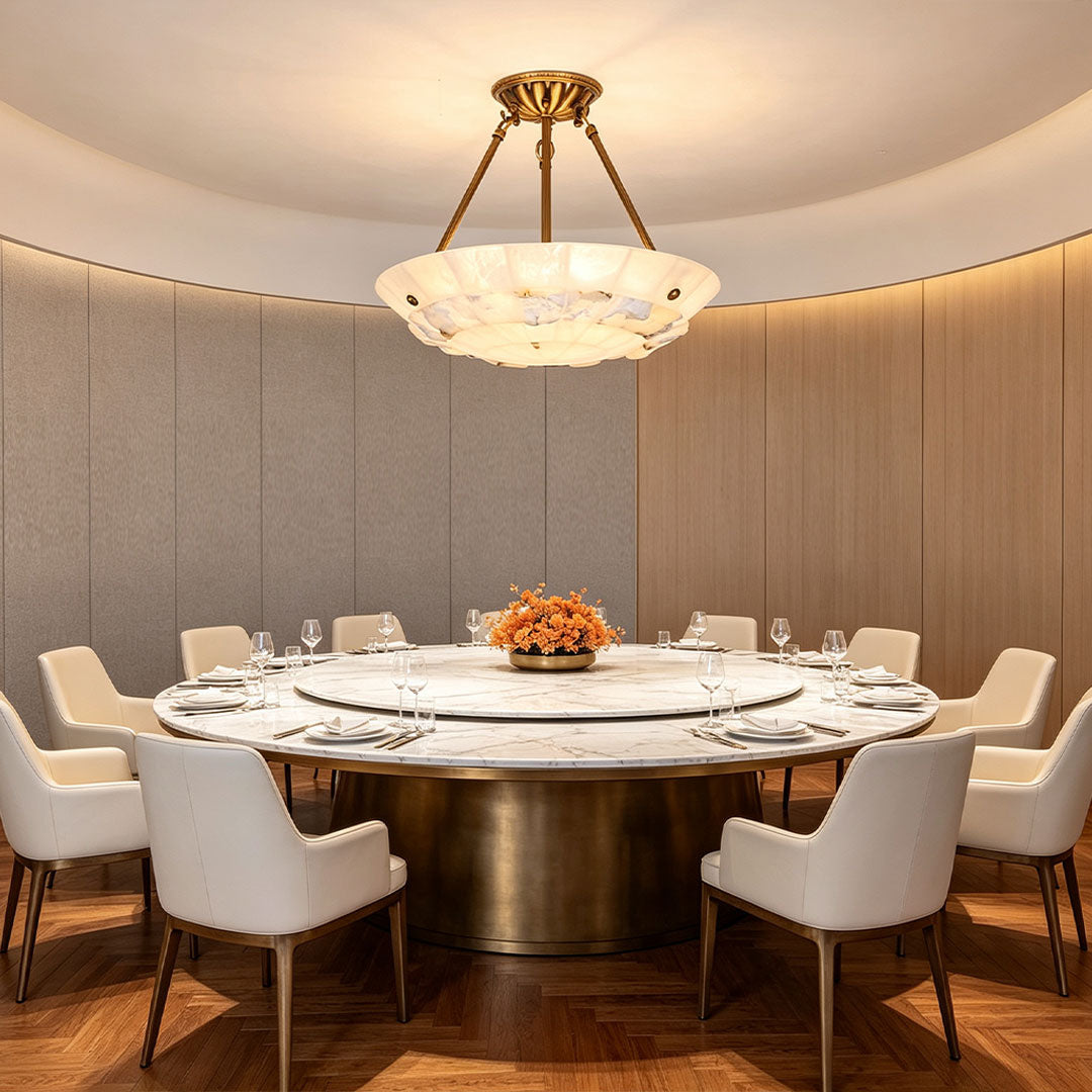 Brass Modern Chandelier European Style Marble Ceiling Light