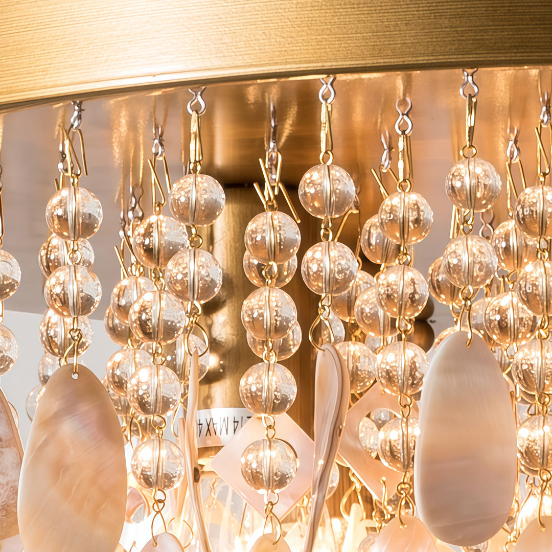 Shell Flush Mount Light American Style Crystal Ceiling Light