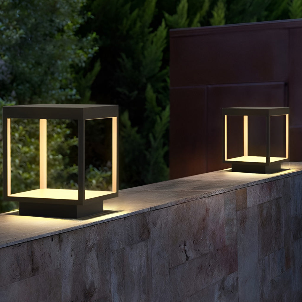 Concrete Pillar Lights Modern Open-Frame Square LED