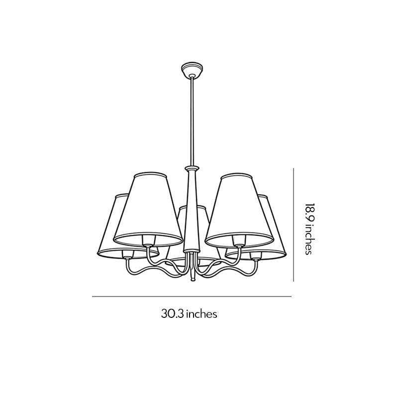 Metal Dining Room Chandelier French Vintage Fabric
