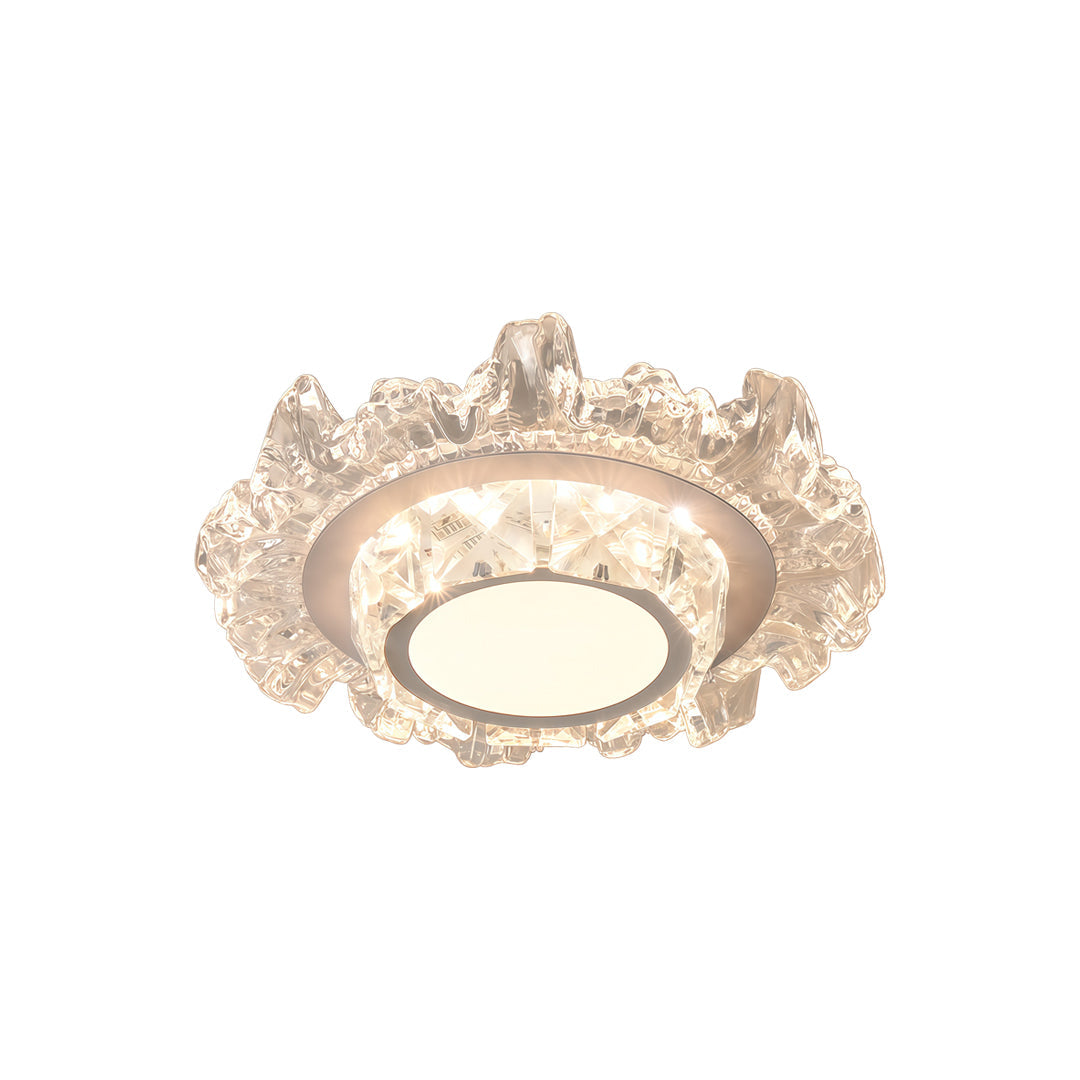 Modern White Flush Mount Light Crystal Ceiling Light