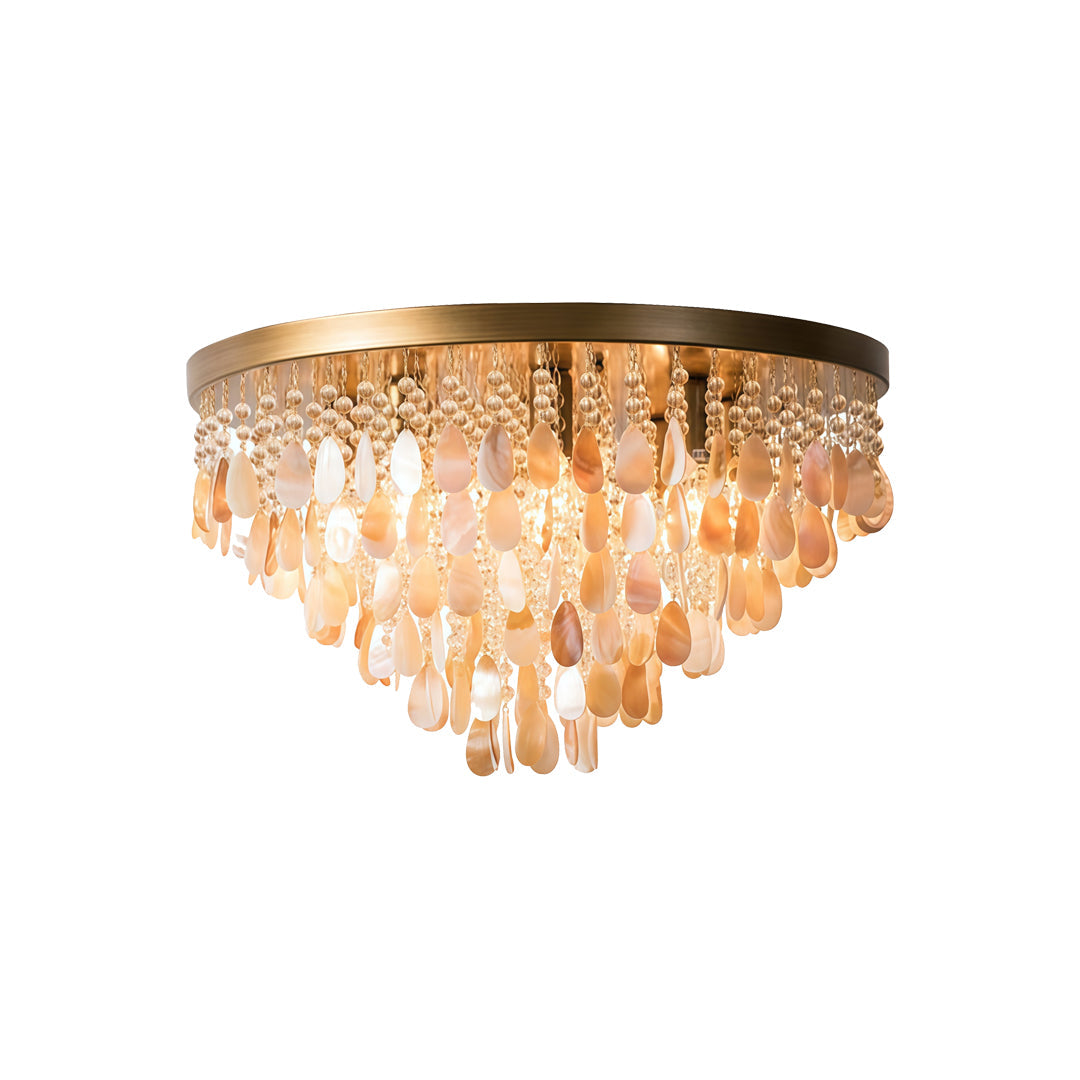Shell Flush Mount Light American Style Crystal Ceiling Light