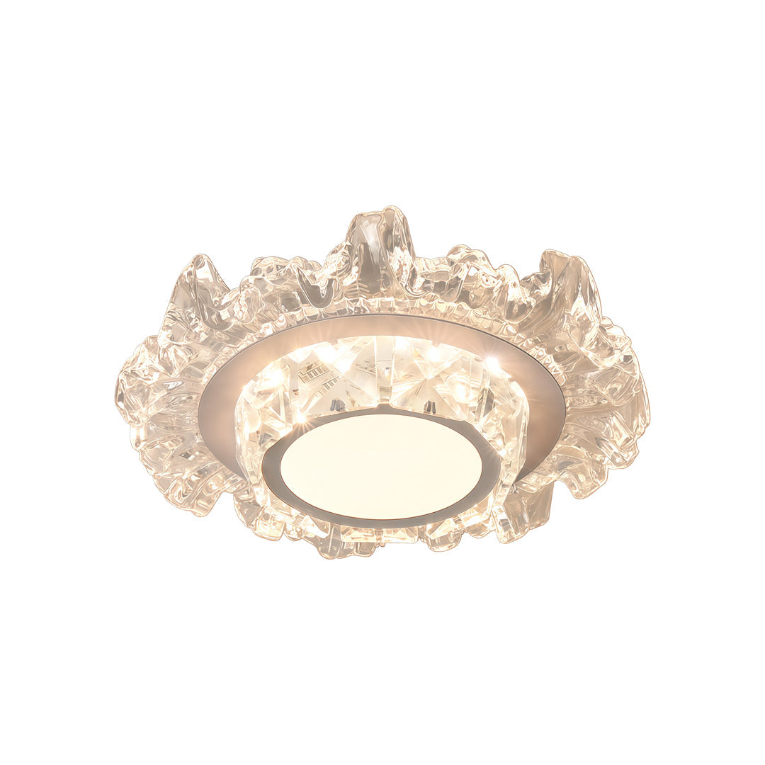 Modern White Flush Mount Light Crystal Ceiling Light