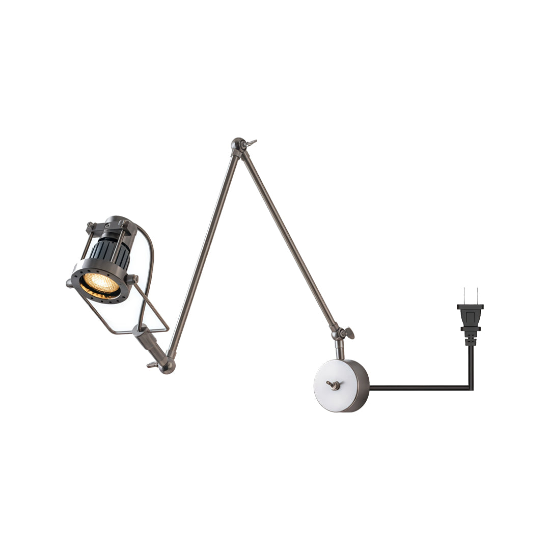 Nickel Swing Arm Sconce Industrial Adjustable LED