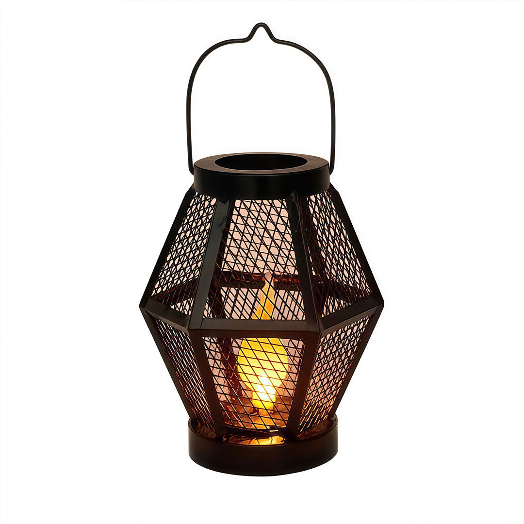Portable Lantern Lamp Solar Iron Mesh Metal