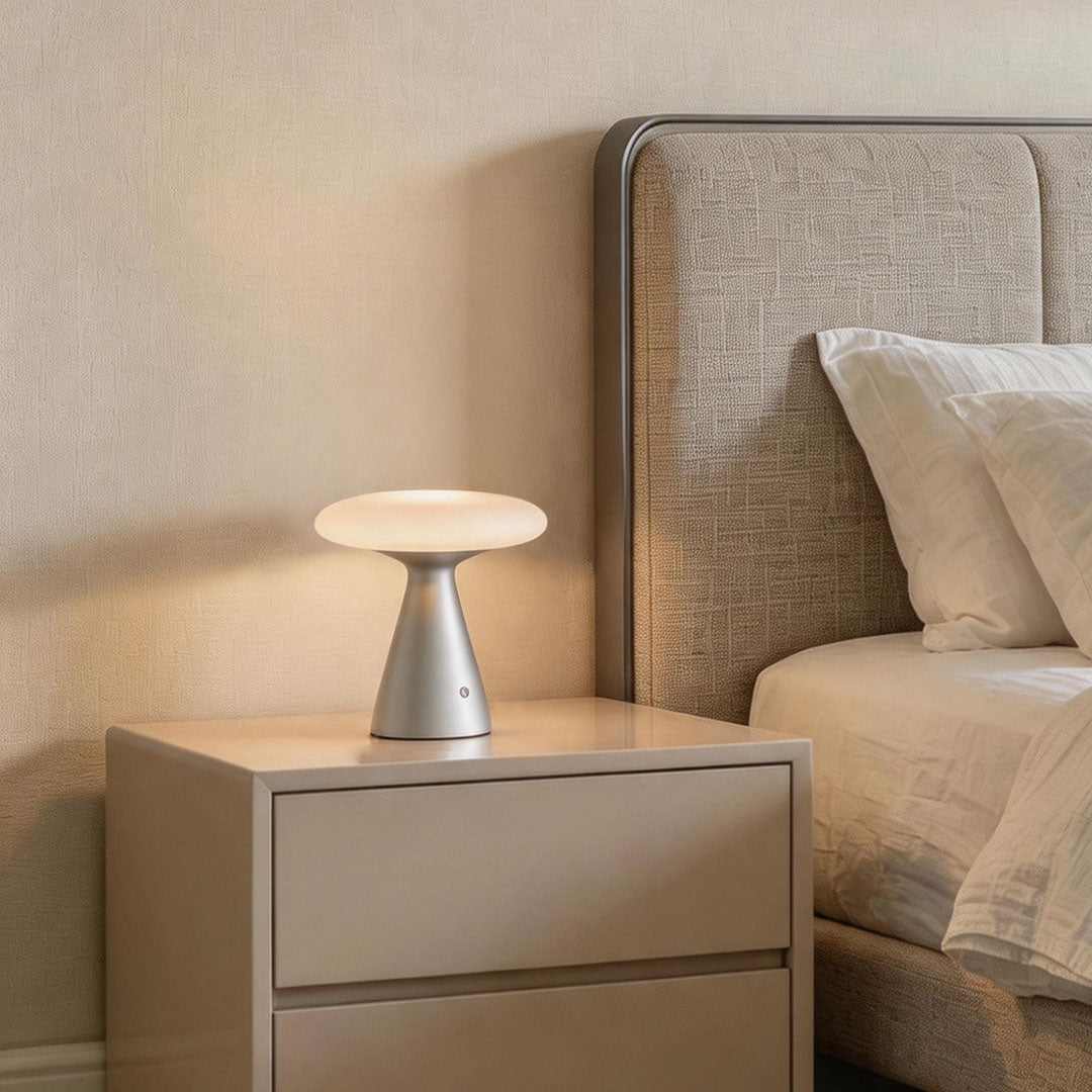 Glass Mushroom Table Lamp Vintage Ambient Reading