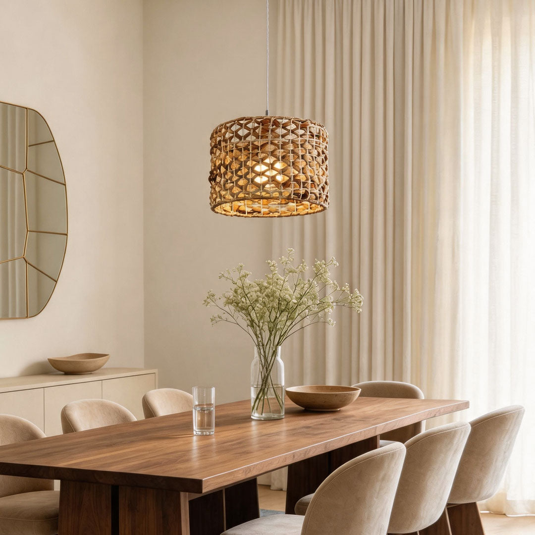 Rattan Wicker Pendant Light Nordic Metal Ceiling
