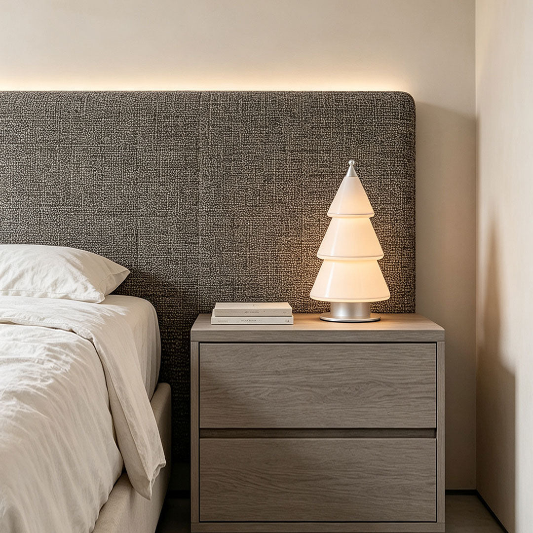 White Contemporary Table Lamp Cedar Christmas Tree