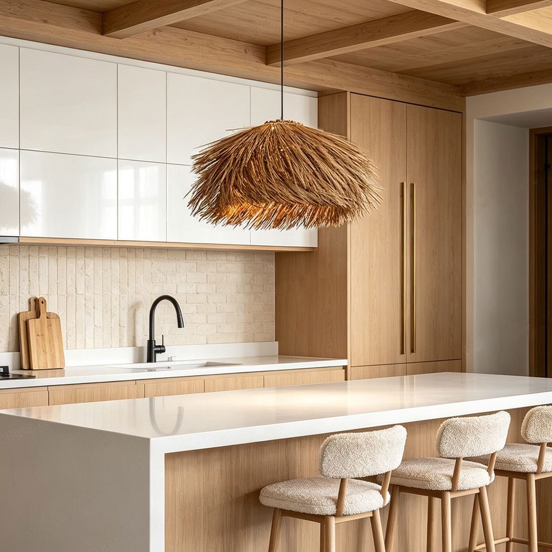 Straw Pendant Light Rustic Farmhouse Rattan Ceiling