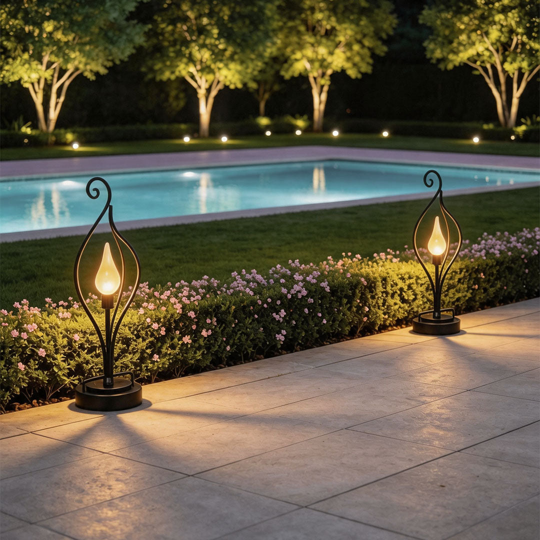 Flame Solar Garden Lights Outdoor Landscape