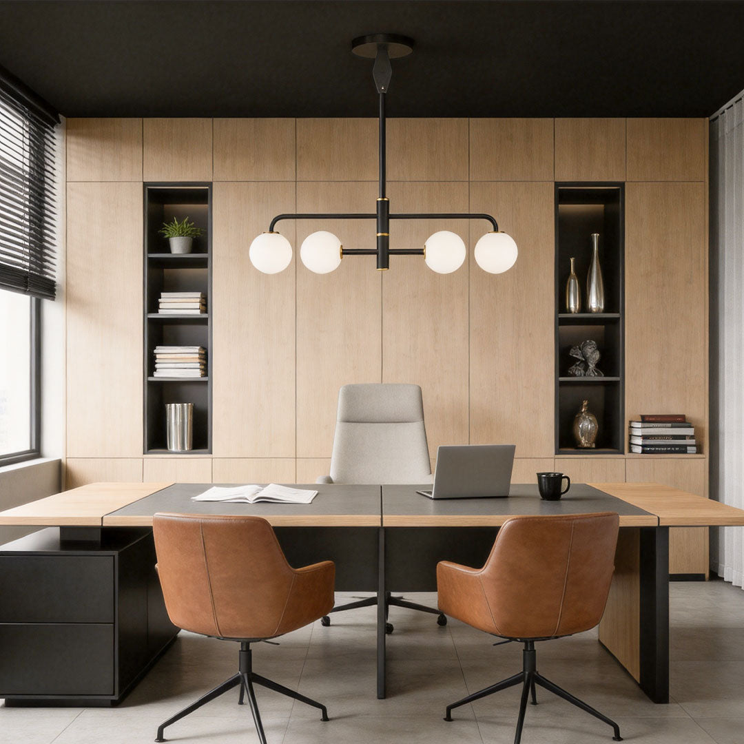 Black Semi Flush Mount Light Minimalist Sloped