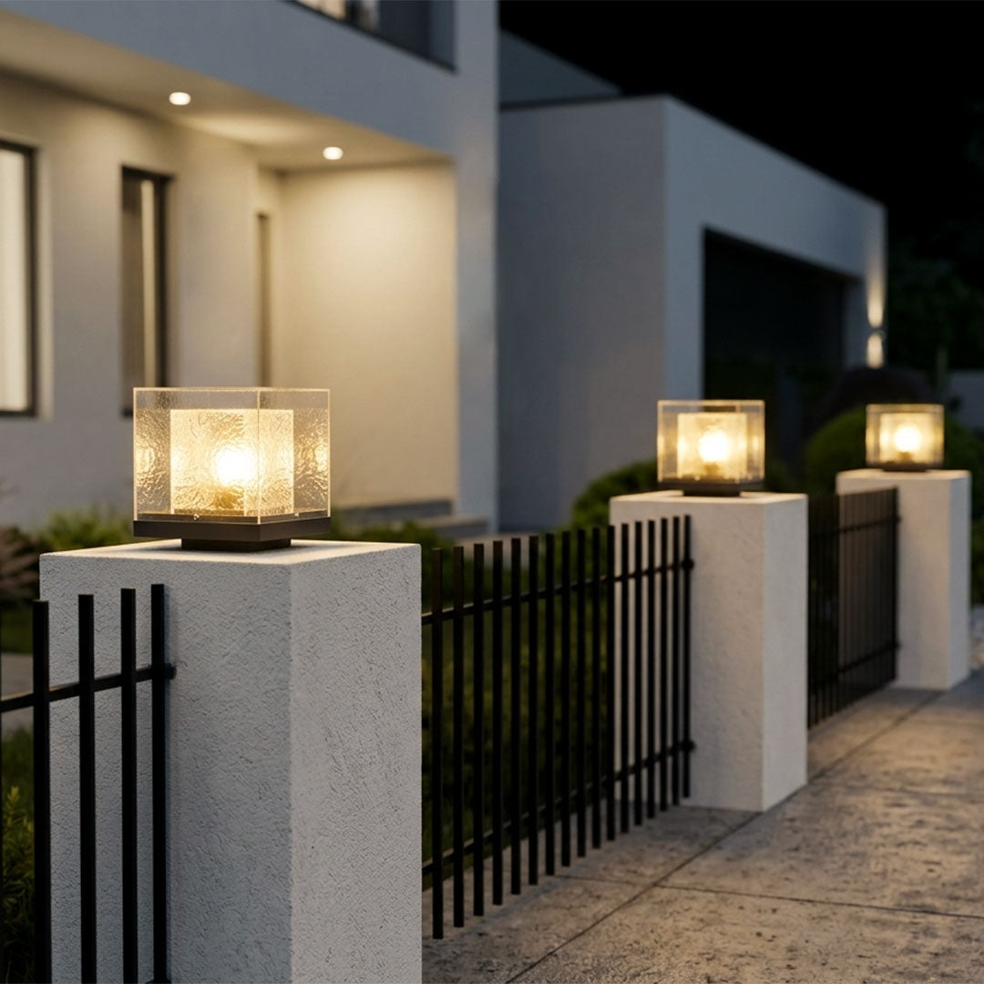 Small Outdoor Pillar Lights Courtyard Metal