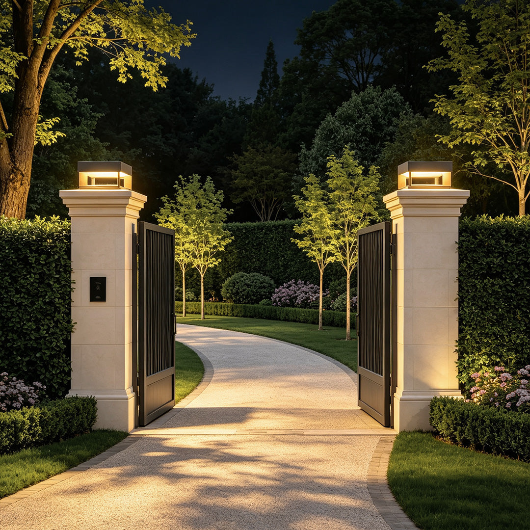 Driveway Entrance Pillar Lights Modern Square Metal
