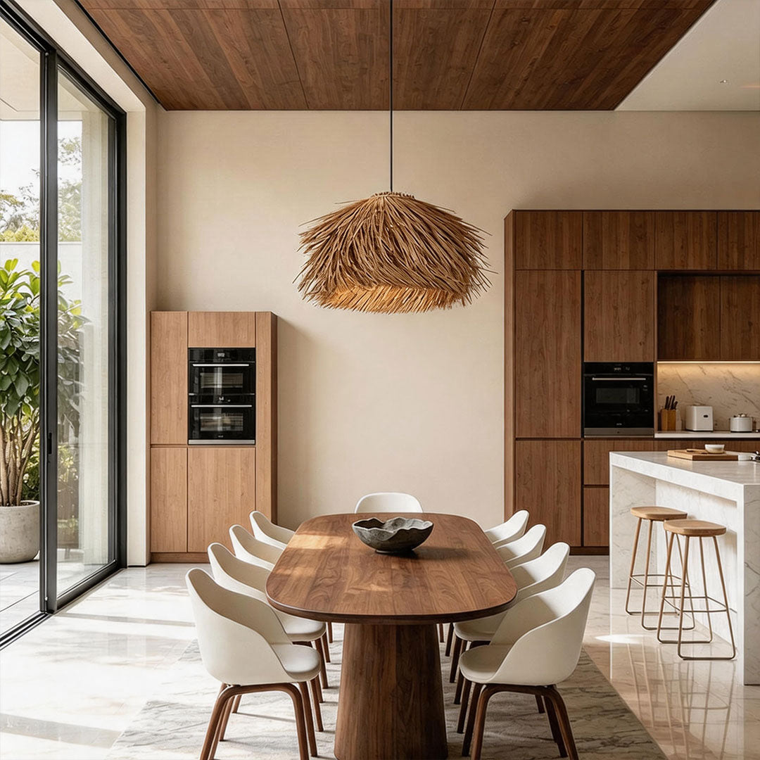 Straw Pendant Light Rustic Farmhouse Rattan Ceiling