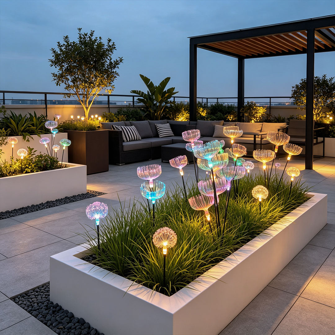 Solar Garden Stake Lights Jellyfish Fiber Optic