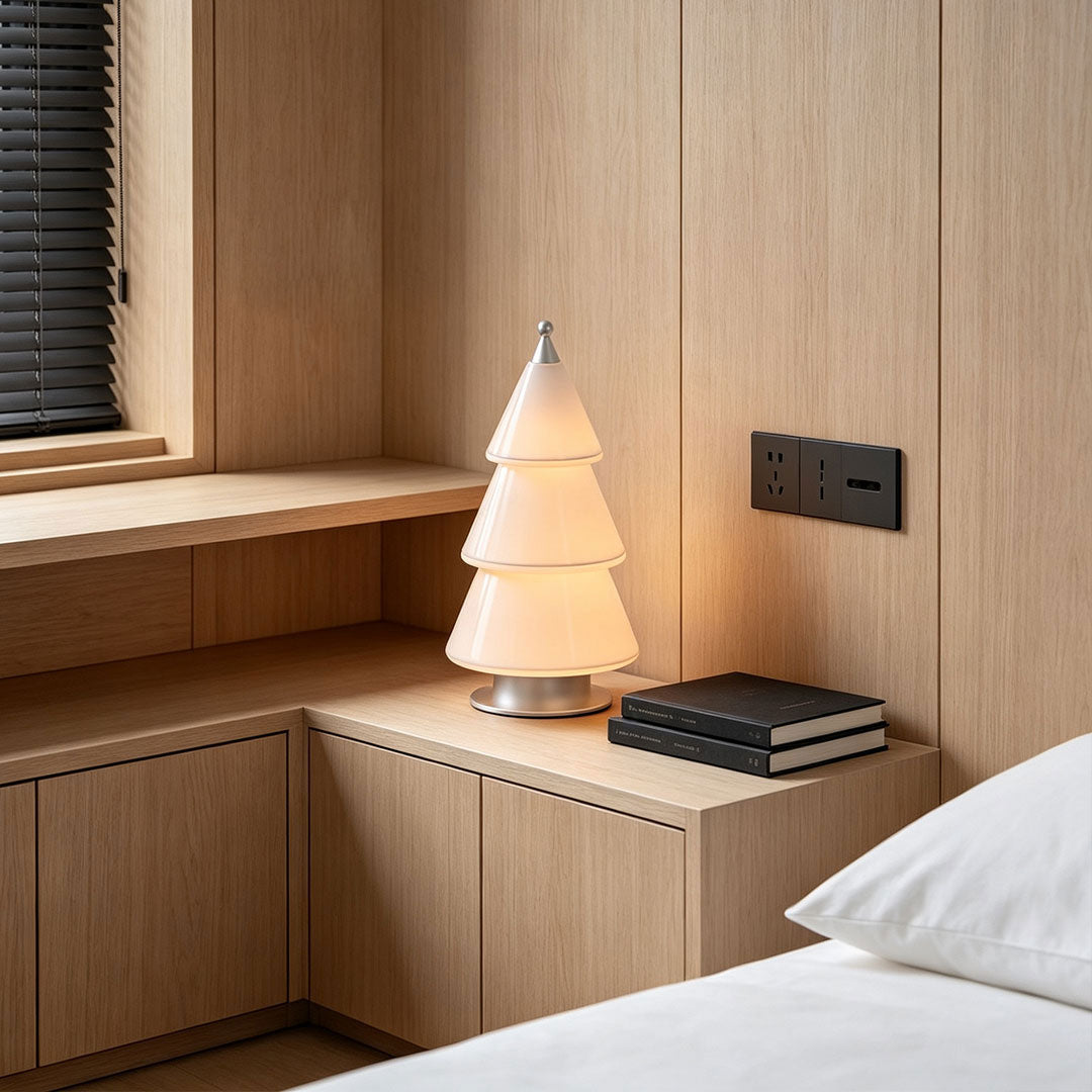 White Contemporary Table Lamp Cedar Christmas Tree