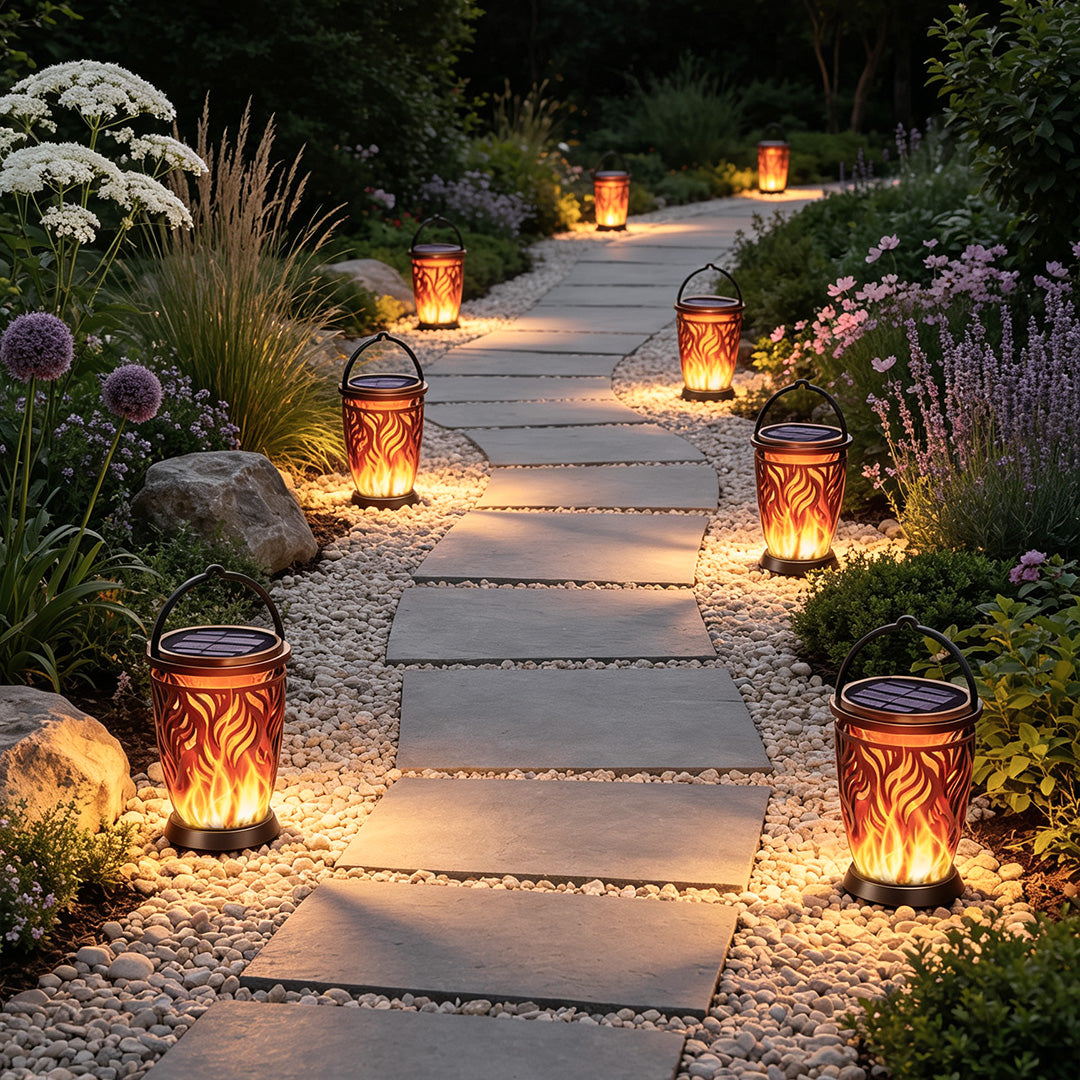 Hanging Landscape Lights Solar Flame Outdoor