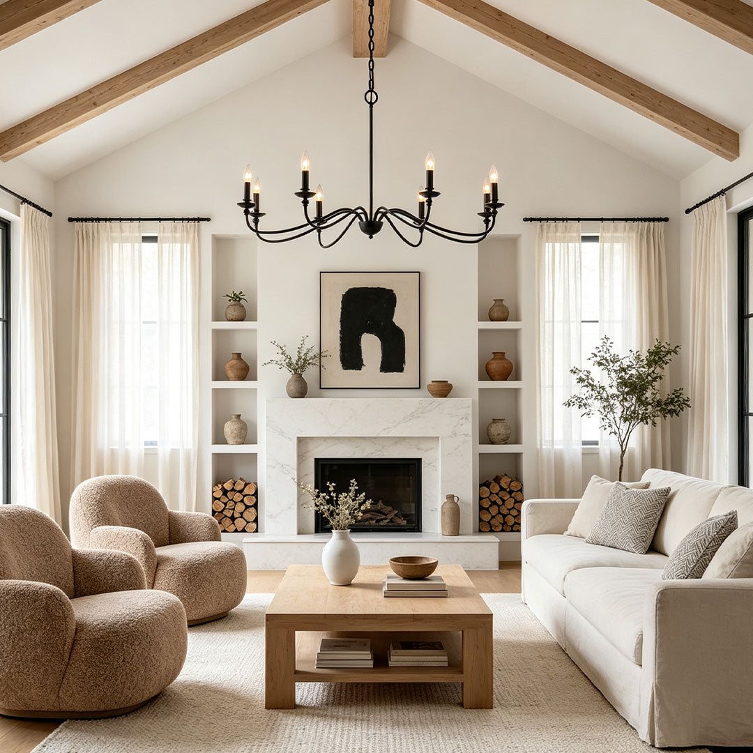 Modern Brass Chandelier Minimalist Candle Ceiling Light