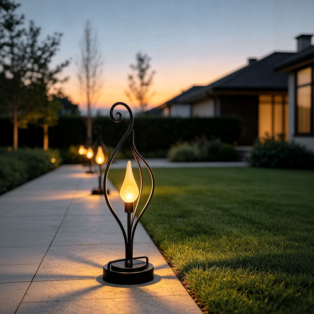 Flame Solar Garden Lights Outdoor Landscape