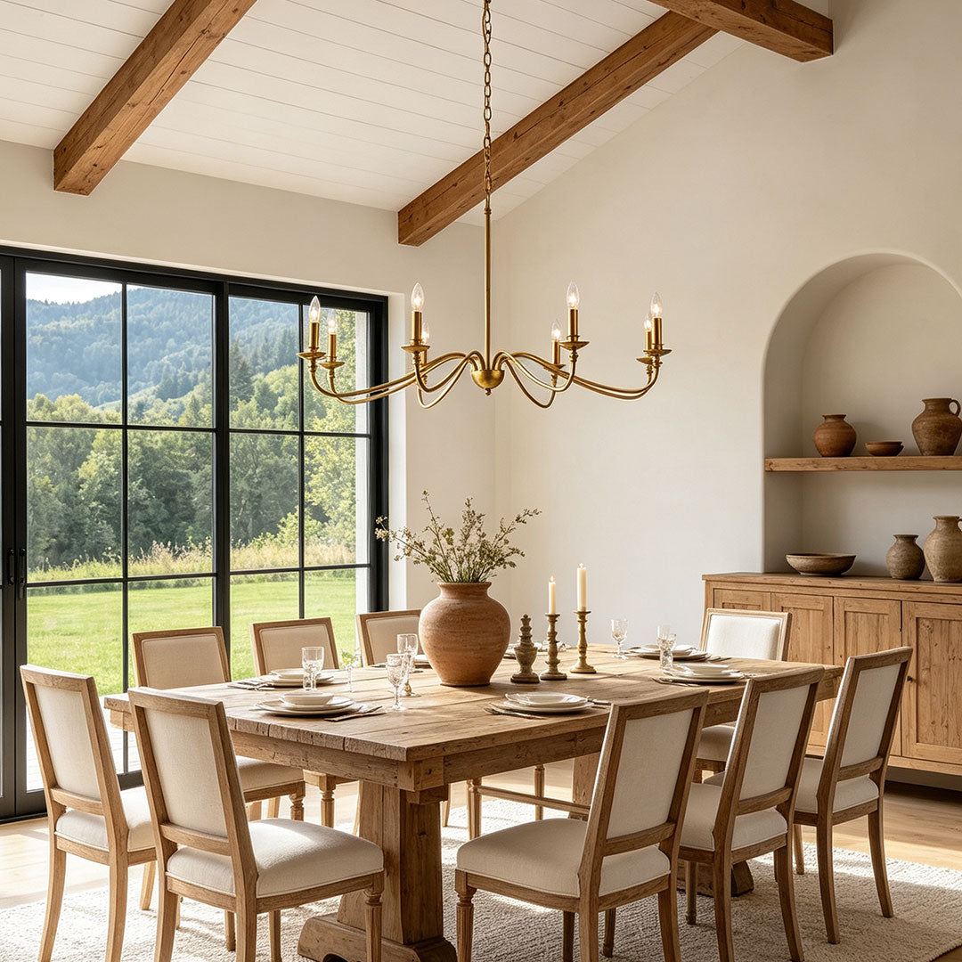 Modern Brass Chandelier Minimalist Candle Ceiling Light