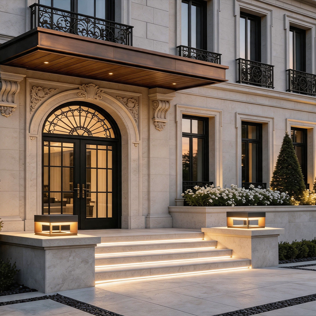 Driveway Entrance Pillar Lights Modern Square Metal