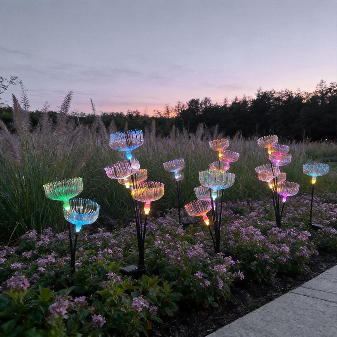 Solar Garden Stake Lights Jellyfish Fiber Optic